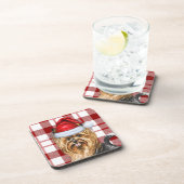 ウィンターバイワーテリアードッグホリデーレッドプレイド コースター (右側)
