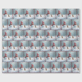 ウィンターバニーと雪だるま ラッピングペーパー (フラット)