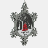 ウィンターバニーホッピーホリデイズスノーフレークオーナメント スノーフレークピューターオーナメント (左)