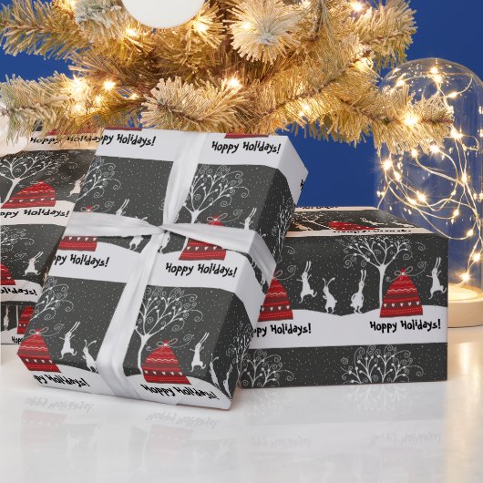 ウィンターバニーホッピーホリデーズラッピング紙 ラッピングペーパー (クリスマス)