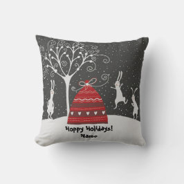ウィンターバニーホッピーホリデーズ装飾用クッション クッション