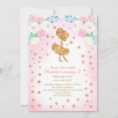 ウィンターバレリーナグリッター誕生日 招待状 (正面)