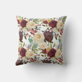 ウィンターバーガンディウォーターカラーフローラ装飾用クッション クッション (裏面)