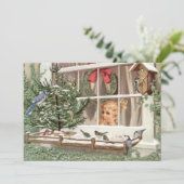 ウィンターバーズクリスマスツリーヴィンテージホリデー自然 シーズンカード (スタンド正面)