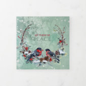 ウィンターバーズパインリース写真テンプレートクリスマス 三つ折りクリスマスカード (カバー)