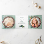 ウィンターバーズパインリース写真テンプレートクリスマス 三つ折りクリスマスカード (内部)