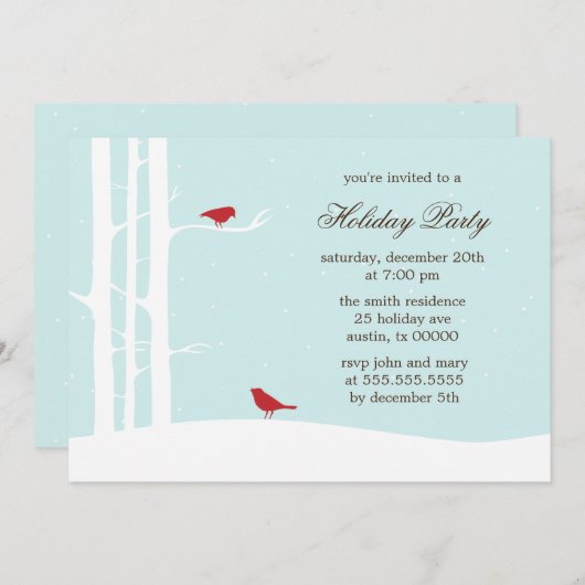 ウィンターバーズホリデーパーティー招待状 招待状 (正面/裏面)