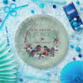 ウィンターバードパインブランチリースクリスマス ペーパープレート (パーティー)