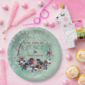 ウィンターバードパインブランチリースクリスマス ペーパープレート (パーティー)