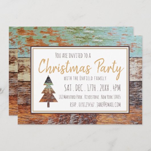 ウィンターバーンクリスマスパーティの招待状 案内状 (正面/裏面)