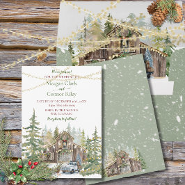 ウィンターバ素朴ンインフォレスト結婚式招待状 招待状
