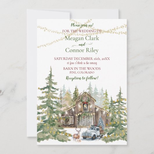 ウィンターバ素朴ンインフォレスト結婚式招待状 招待状 (正面)