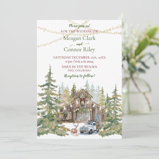 ウィンターバ素朴ンインフォレスト結婚式招待状 招待状 (スタンド正面)