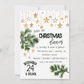 ウィンターパインと金ゴールドホリデースターズディナーパーティー 招待状 (正面)