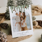ウィンターパインアーチフォトホリデーカード 招待状