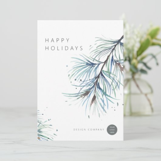 ウィンターパインウォーターカラービジネスホリデーカード シーズンカード (スタンド正面)