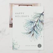 ウィンターパインウォーターカラービジネスホリデーカード シーズンカード (正面/裏面)