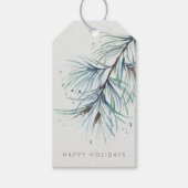 ウィンターパインウォーターカラーホリデー ギフトタグ (正面)