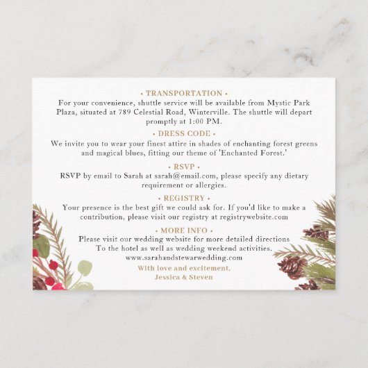 ウィンターパインエレガンスレッド結婚グリーン詳細 エンクロージャーカード (裏面)