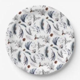 ウィンターパインエレガントボタニカルホリデイ ペーパープレート