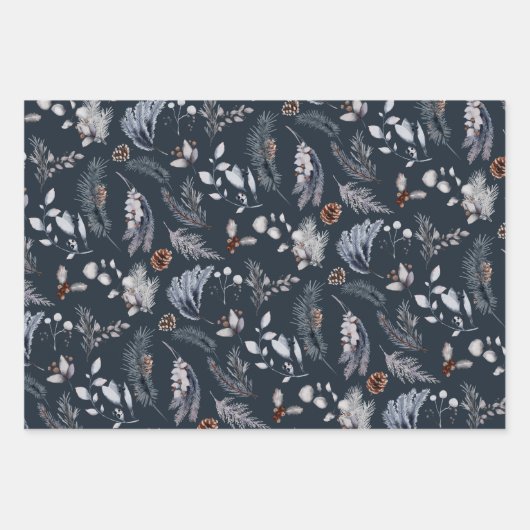 ウィンターパインエレガントボタニカルホリデイ ラッピングペーパーシート (正面2)
