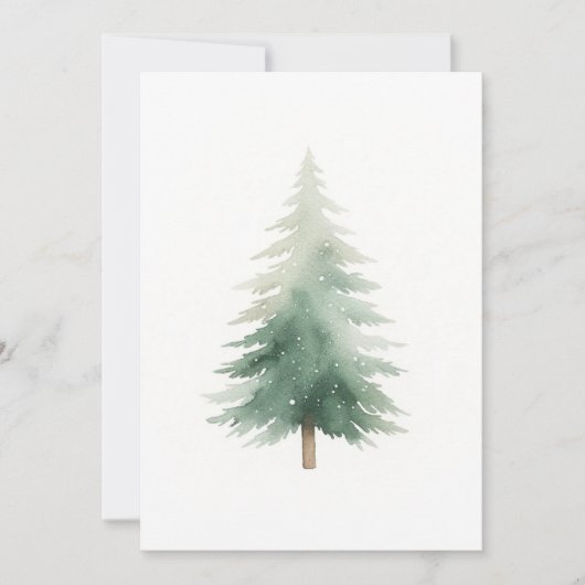 ウィンターパインクリスマスツリー水の色ホリデーカード シーズンカード (正面)