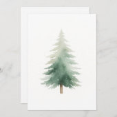 ウィンターパインクリスマスツリー水の色ホリデーカード シーズンカード (正面/裏面)