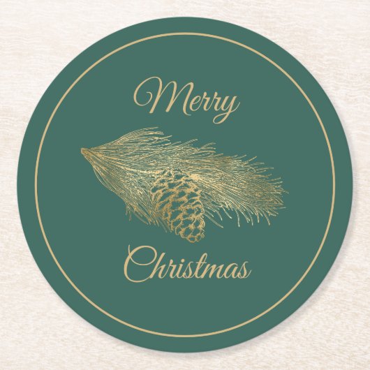 ウィンターパインクリスマス ラウンドペーパーコースター (正面)