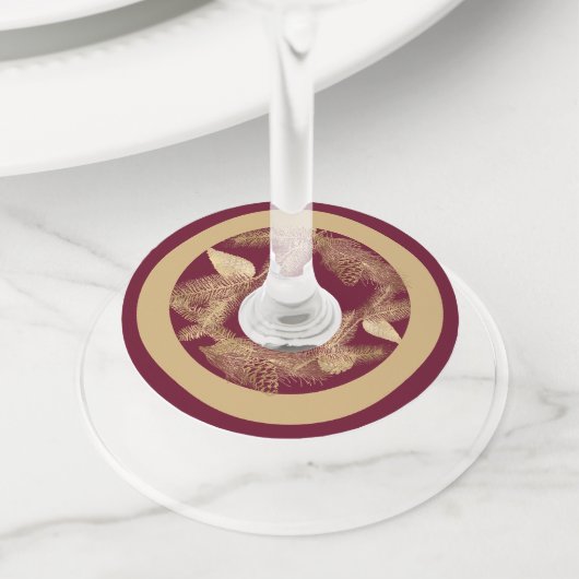 ウィンターパインクリスマス ワイングラスタグ (クローズアップ)