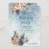 ウィンターパインコーンフローラホリデーパーティ企業の 招待状 (正面/裏面)