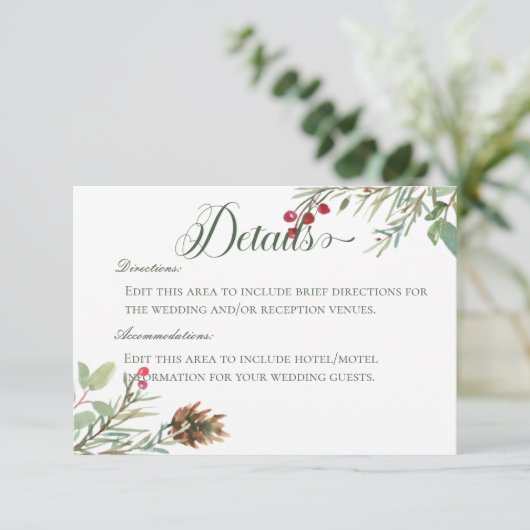 ウィンターパインコーンベリーモダン詳細結婚ズ エンクロージャーカード (スタンド正面)