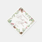 ウィンターパインコーンレッドベリーブライダルシャワー スタンダードカクテルナプキン (角)