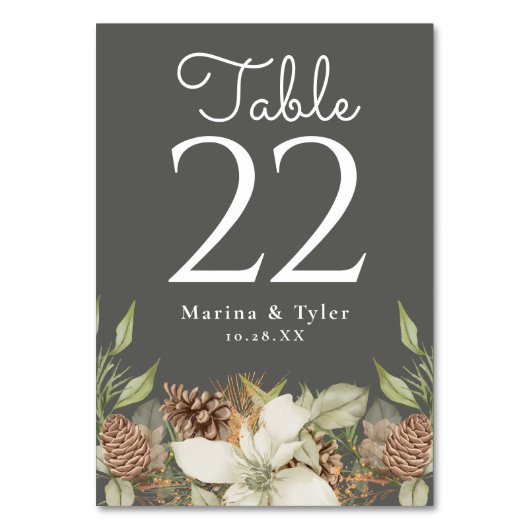 ウィンターパインストーングレー結婚のテーブル番号カード テーブルナンバー (裏面)