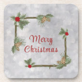 ウィンターパインズアンドホリー懸命プラスチックのコースター コースター (正面)