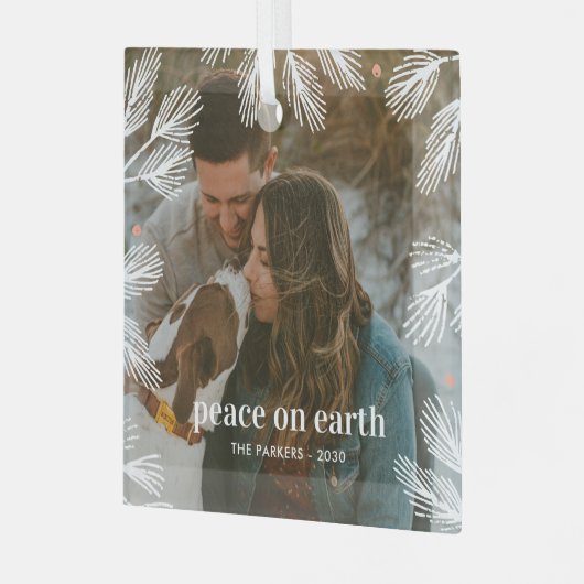 ウィンターパインズカスタムフォトクリスマスオーナメント ガラスオーナメント (正面左)