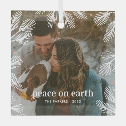 ウィンターパインズカスタムフォトクリスマスオーナメント ガラスオーナメント (正面)