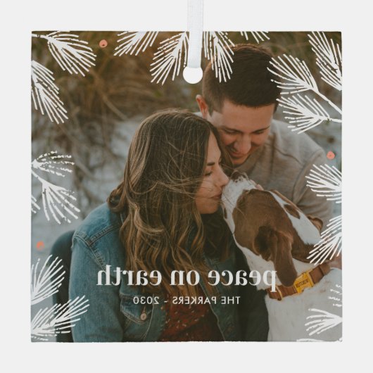 ウィンターパインズカスタムフォトクリスマスオーナメント ガラスオーナメント (裏面)