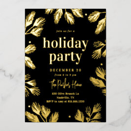 ウィンターパインズフォイルホリデーパーティー招待状 箔シーズンカード