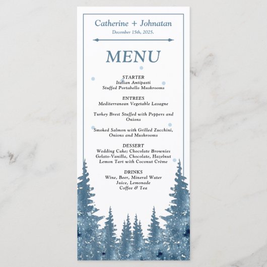 ウィンターパインズ結婚クリスマスのメニューカード メニュー (正面)