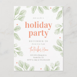 ウィンターパインズ編集可能カラーホリデーパーティー葉書 ポストカード