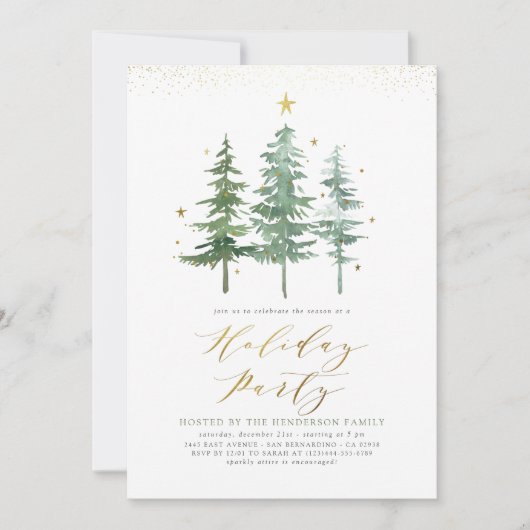 ウィンターパインズ |クリスマスホリデーパーティー招待状 シーズンカード (正面)