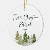 ウィンターパインツリーウッドランド退職した初めてのクリスマス セラミックオーナメント (左)