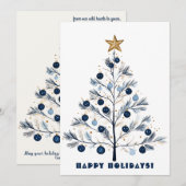 ウィンターパインツリースタークリスマスシーズンの休日 シーズンカード (正面/裏面)