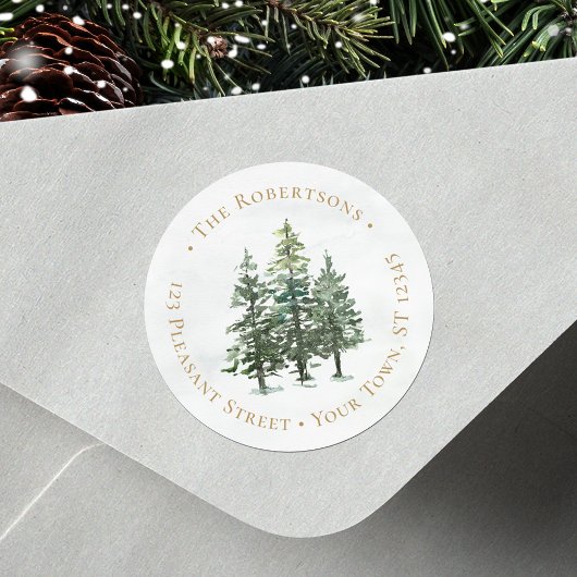 ウィンターパインツリーズクリスマスラウンド差出人住所 ラウンドシール
