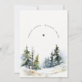 ウィンターパインツリーズスノーランドスケープ婚約 招待状 (裏面)