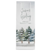 ウィンターパインツリーズホリデパーソナライズされたー ワインギフトバッグ (正面)