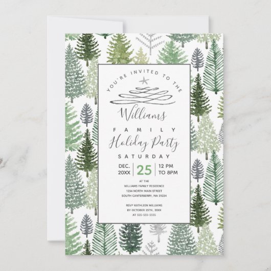 ウィンターパインツリーズホリデーパーティ招待状 招待状 (正面)
