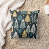 ウィンターパインツリーデザインクリスマス雪 クッション (ブランケット)