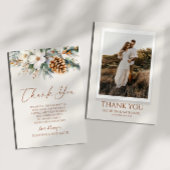 ウィンターパインツリーフラワーズフローラカスタム写真 サンキューカード