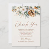 ウィンターパインツリーフラワーズフローラカスタム写真 サンキューカード (正面)